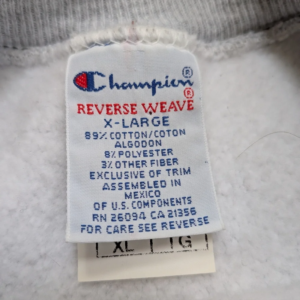 Vintage 90's Champion Reverse Weave Manhattan College Sweatshirt Gray Green XL - Picture 4 of 9